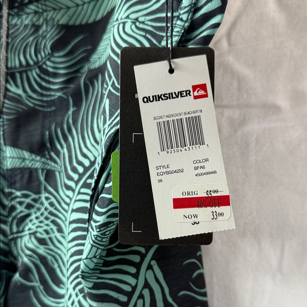 Quiksilver Black and Teal Patterned Shorts